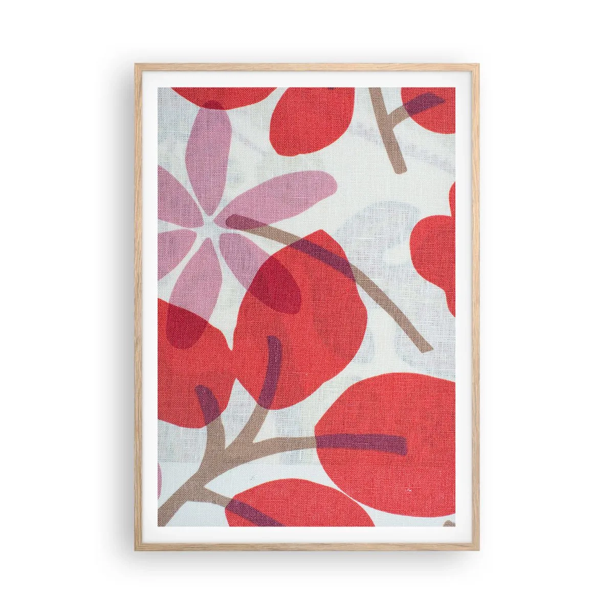 Poster în ramă de stejar deschis - Aranjament floral în roz - 70x100 cm