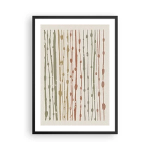 Poster în ramă neagră - Linii verticale abstracte în nuanțe naturale - 50x70cm - Notația culorilor muzicale - Decorațiune modernă pentru perete pentru living și dormitor ARTTOR