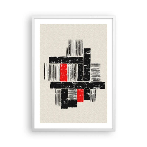 Poster în ramă albă - Roșu și negru - 50x70 cm