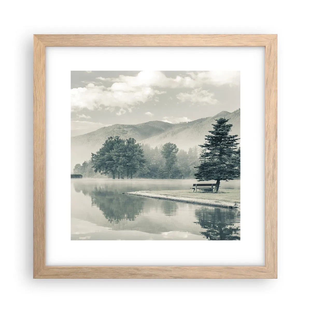 Poster în ramă de stejar deschis - Lacul încă doarme - 30x30 cm