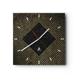 Ceas de perete - Ceas pe sticlă - Geometrie în stil glamour - 30x30 cm