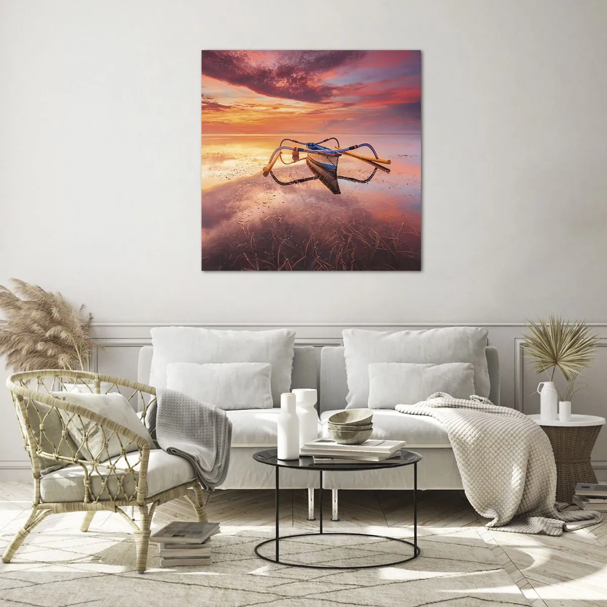 Tablou pe sticlă - Liniștea unei seri tropicale - 70x70 cm