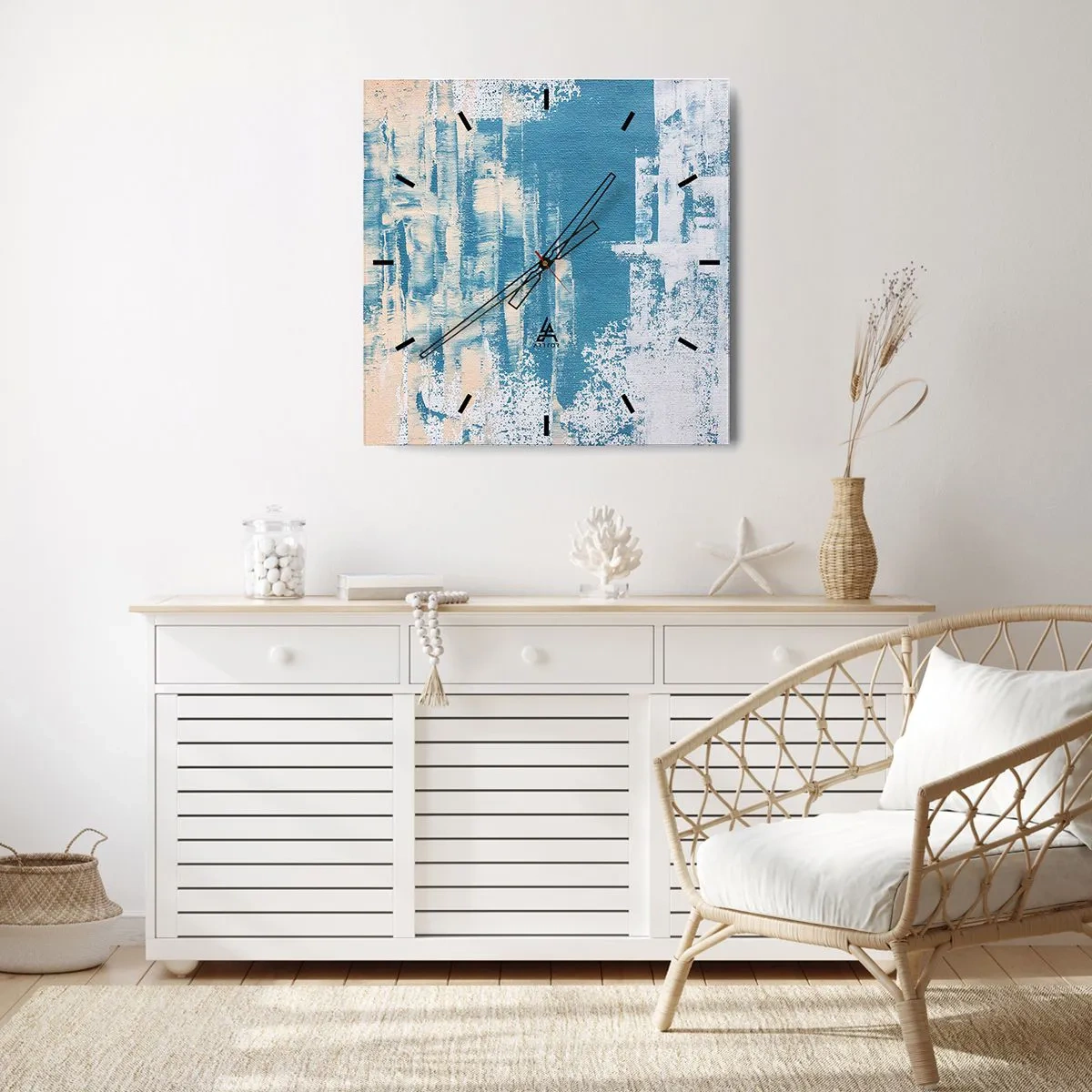 Ceas de perete - Ceas pe sticlă - Prin ţurţur de gheață - 40x40 cm