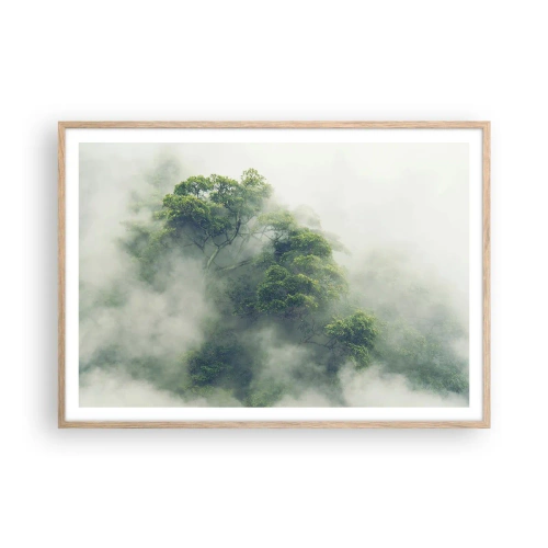Poster în ramă de stejar deschis - Înfășurate în ceață - 100x70 cm