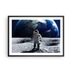 Poster în ramă neagră - Salutări de pe Lună - 70x50 cm