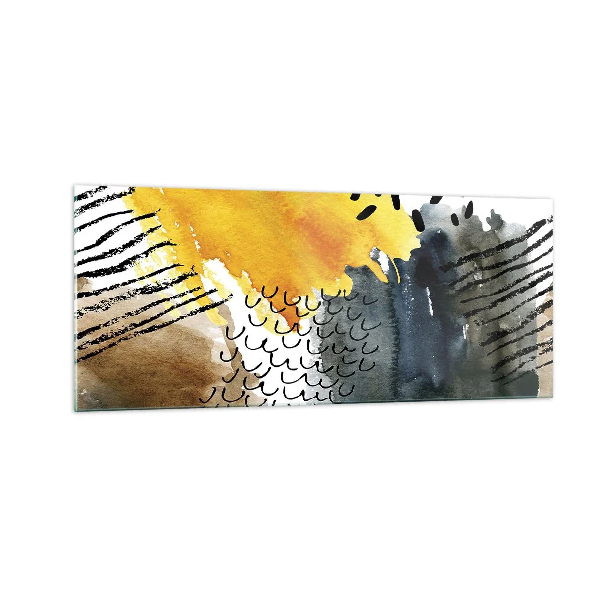 Tablou pe sticlă - O întâlnire a elementelor - 100x40 cm