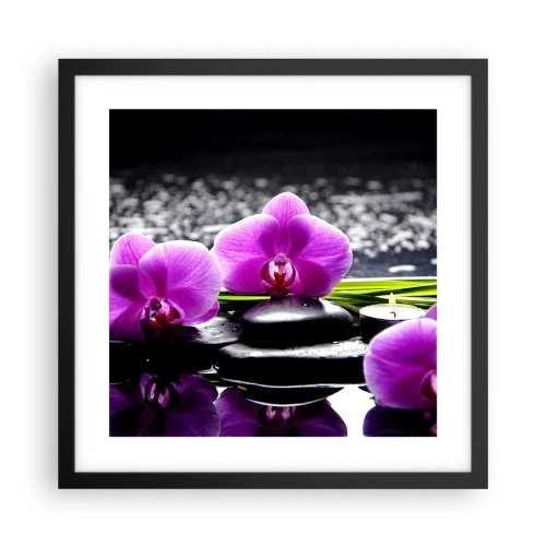 Poster în ramă neagră - Să te scufunzi în pace și liniște - 40x40 cm