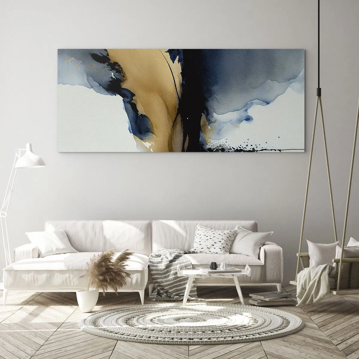 Tablou pe sticlă - În spatele cortinei - 100x40 cm
