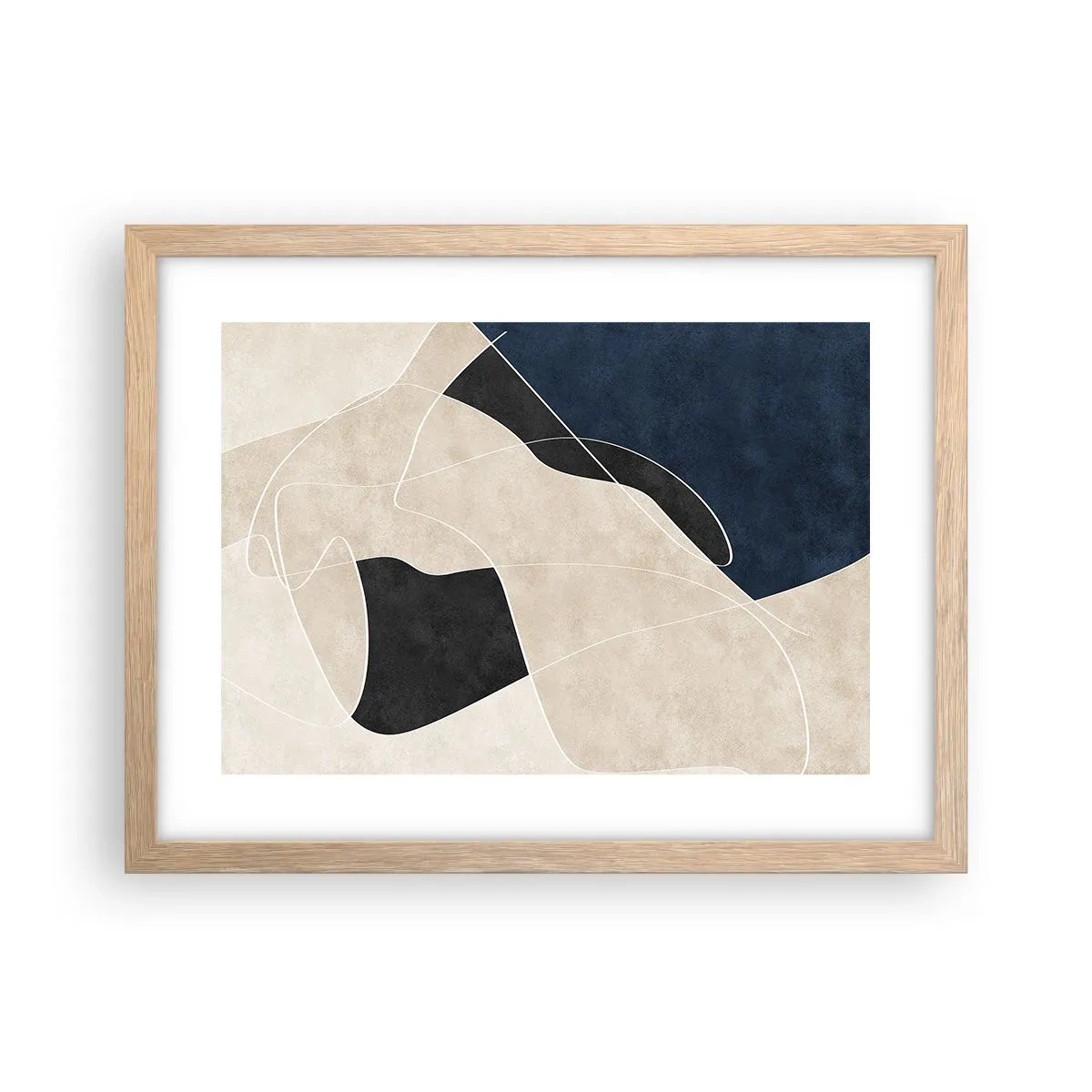 Poster în ramă de stejar deschis - Compoziție abstractă - contrast de culori - 40x30 cm