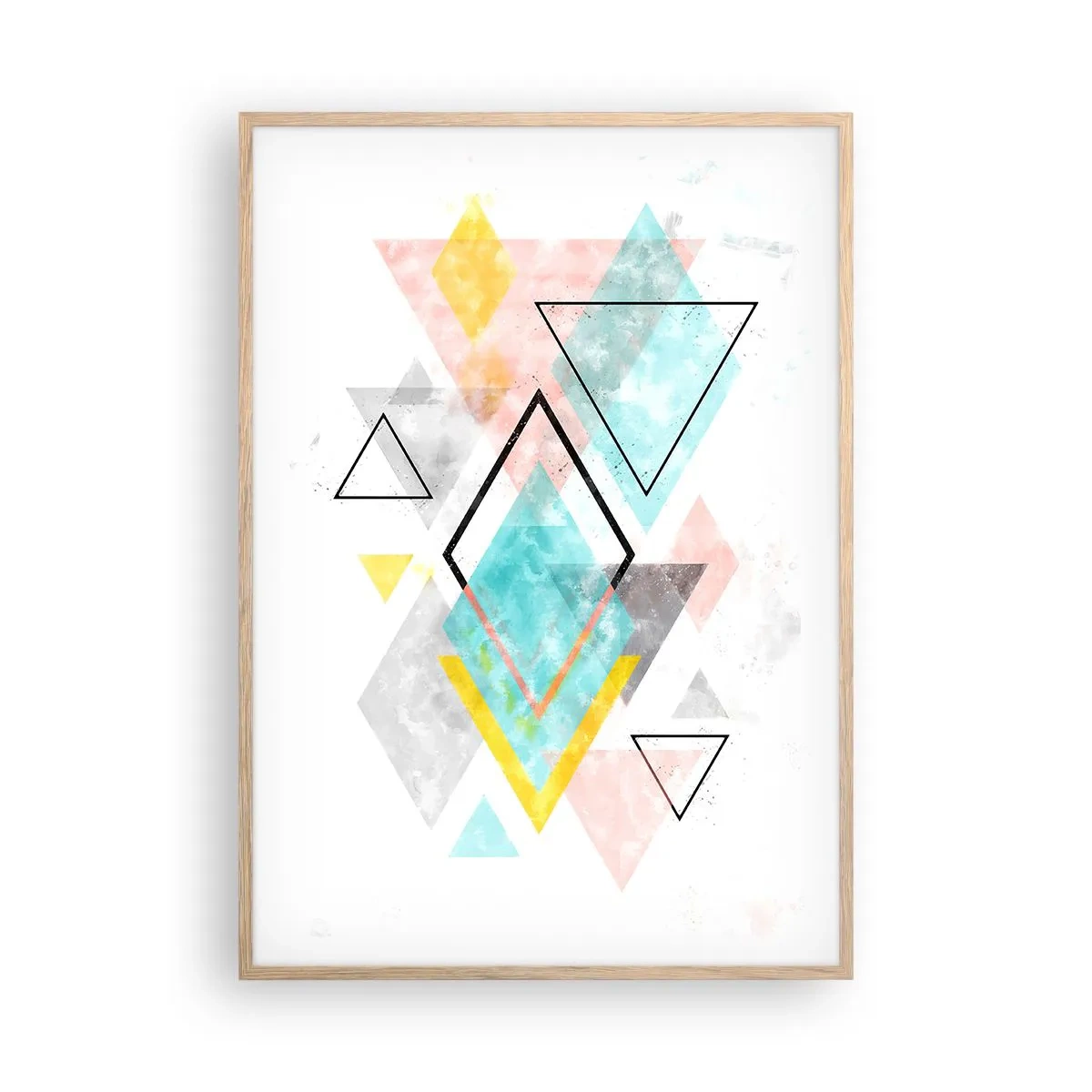 Poster în ramă de stejar deschis - Joc geometric - 70x100 cm