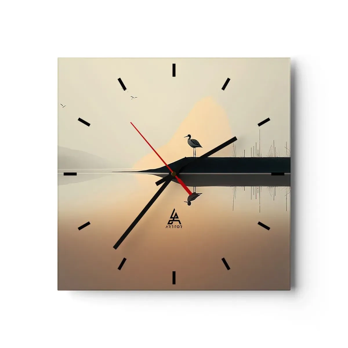 Ceas de perete - Ceas pe sticlă - Domn pe lac - 40x40 cm
