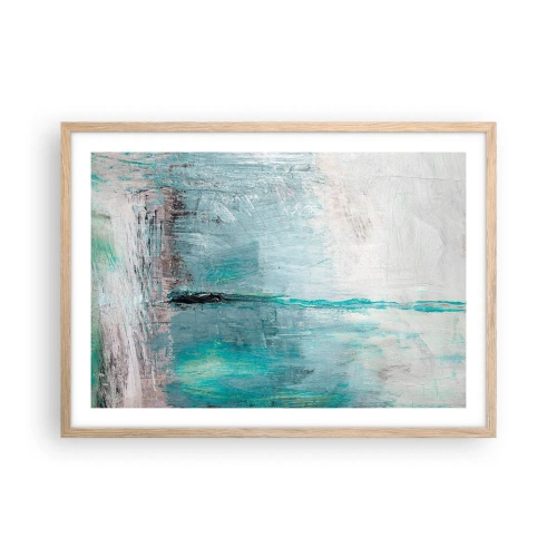 Poster în ramă de stejar deschis - Orizontal în albastru - 70x50 cm