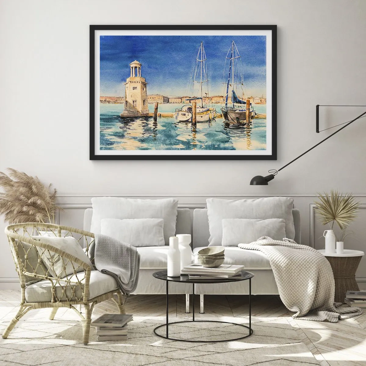 Poster în ramă neagră - Laguna însorită - 70x50 cm