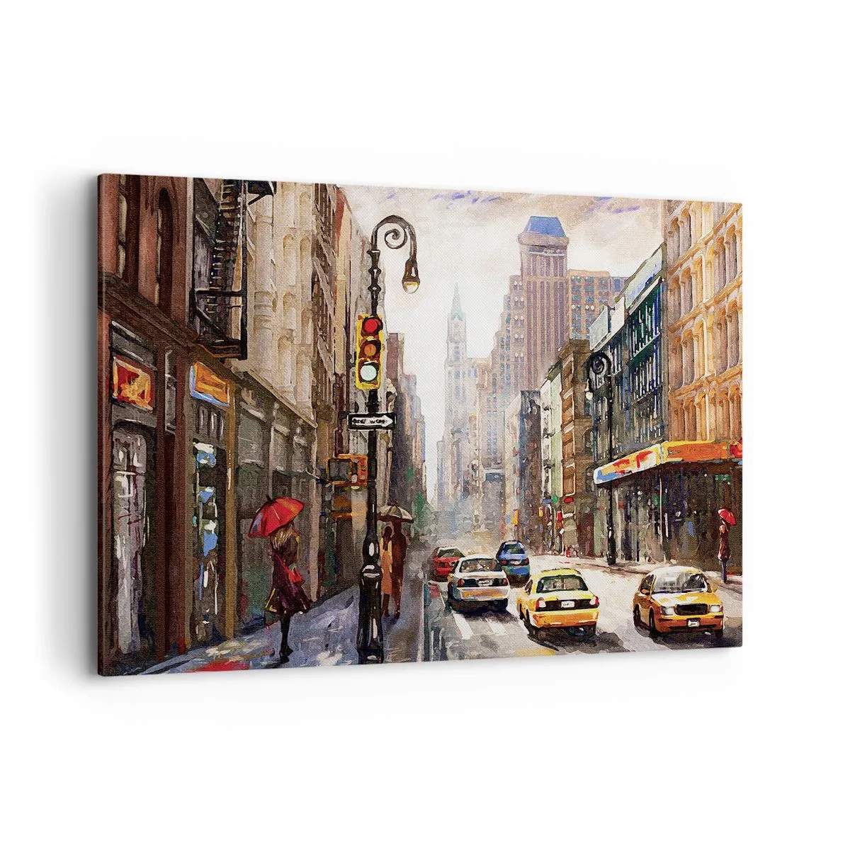 Tablou pe pânză - New York - plin de culoare și în ploaie - 120x80 cm