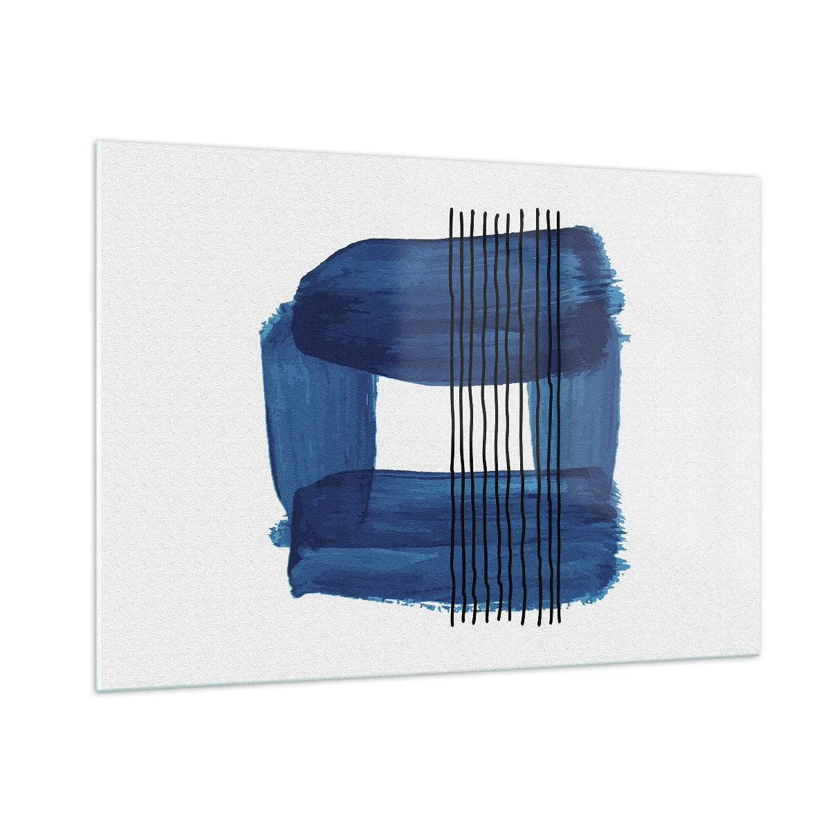 Tablou pe sticlă - Compoziție albastru-negru - 100x70 cm