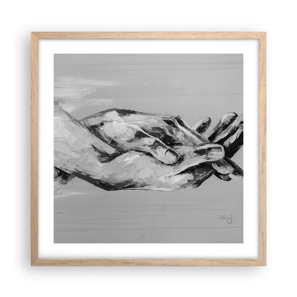 Poster în ramă de stejar deschis - Începutul... - 50x50 cm