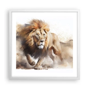 Poster în ramă albă - Regele se mișcă  - 50x50 cm