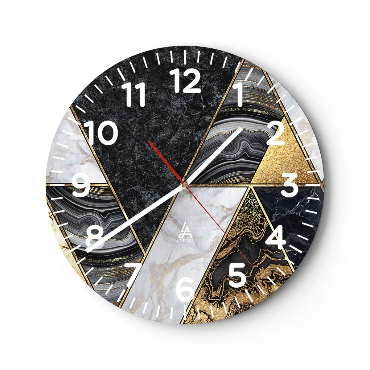 Ceas de perete - Ceas pe sticlă - Piatră cu piatră - 30x30 cm