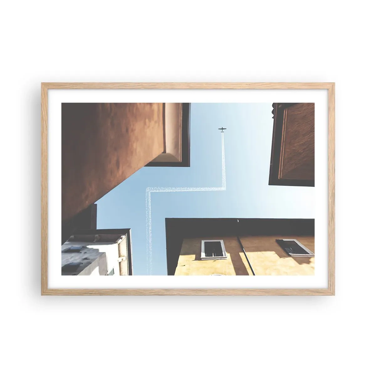 Poster în ramă de stejar deschis - Deasupra labirintului urban - 70x50 cm