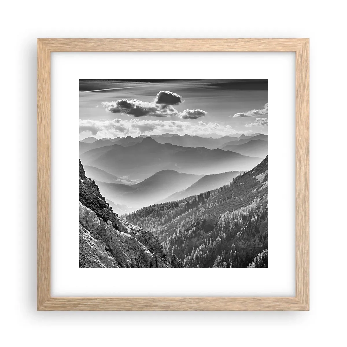 Poster în ramă de stejar deschis - Dincolo de orizont - 30x30 cm