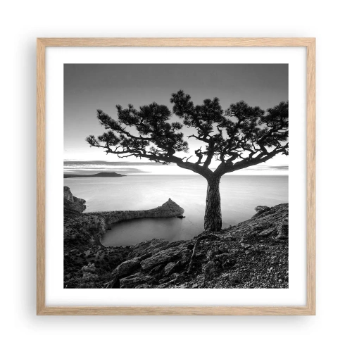 Poster în ramă de stejar deschis - Liniște până la orizont - 50x50 cm