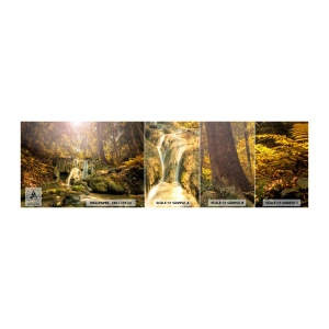 Mostră de Tapet Standard Eco - Cascada de pădure în verde - Peisaj, Cascadă, pădure - 100x30 cm