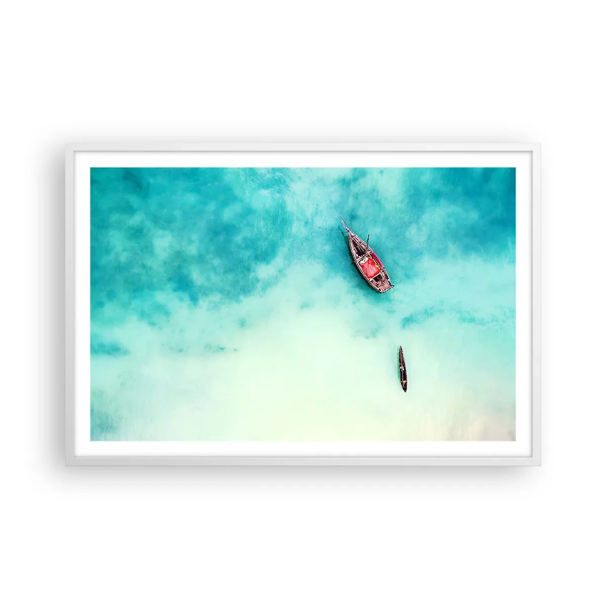 Poster în ramă albă - Pe plajele din Zanzibar, când apele în exces... - 91x61 cm