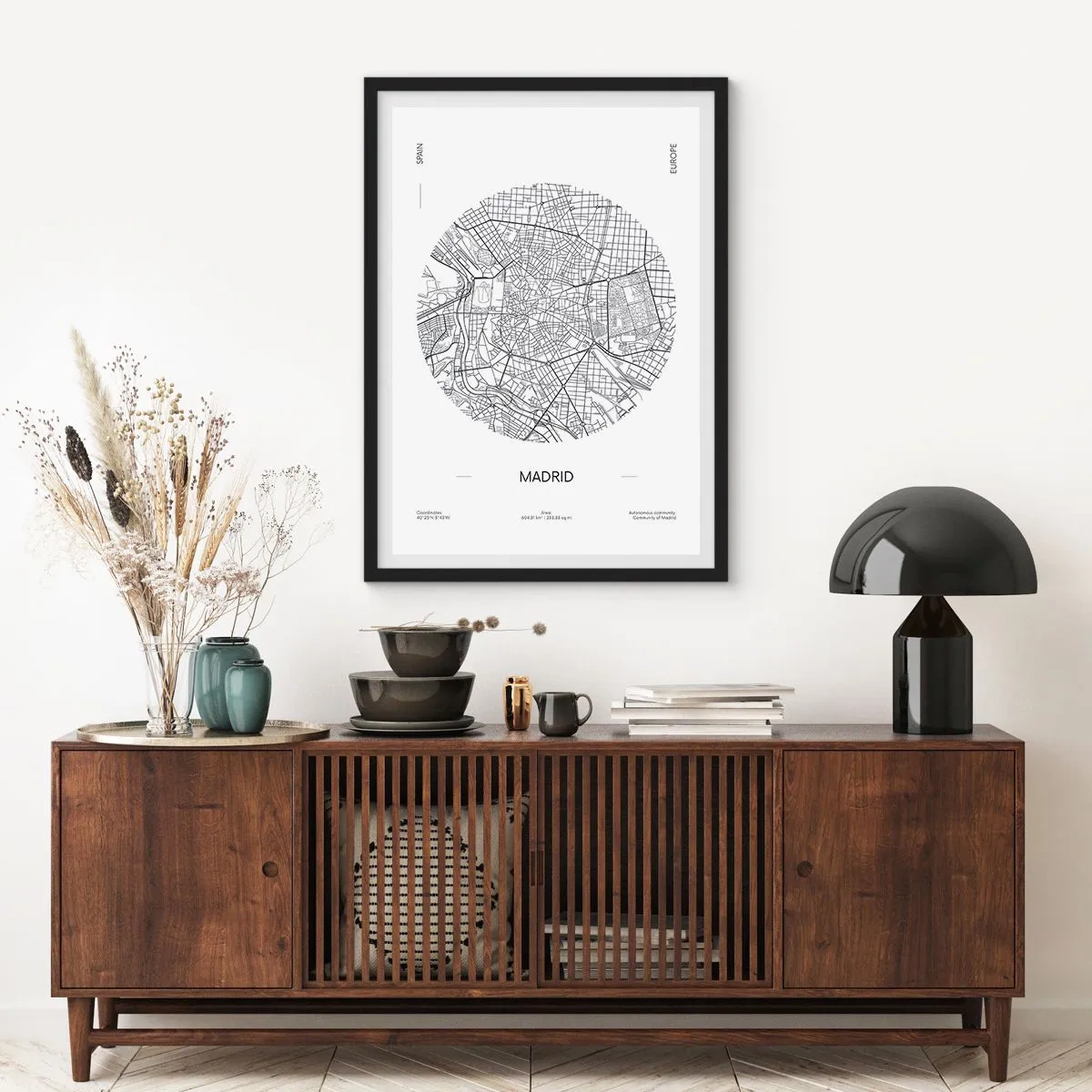 Poster în ramă neagră - Anatomia Madridului - 61x91 cm