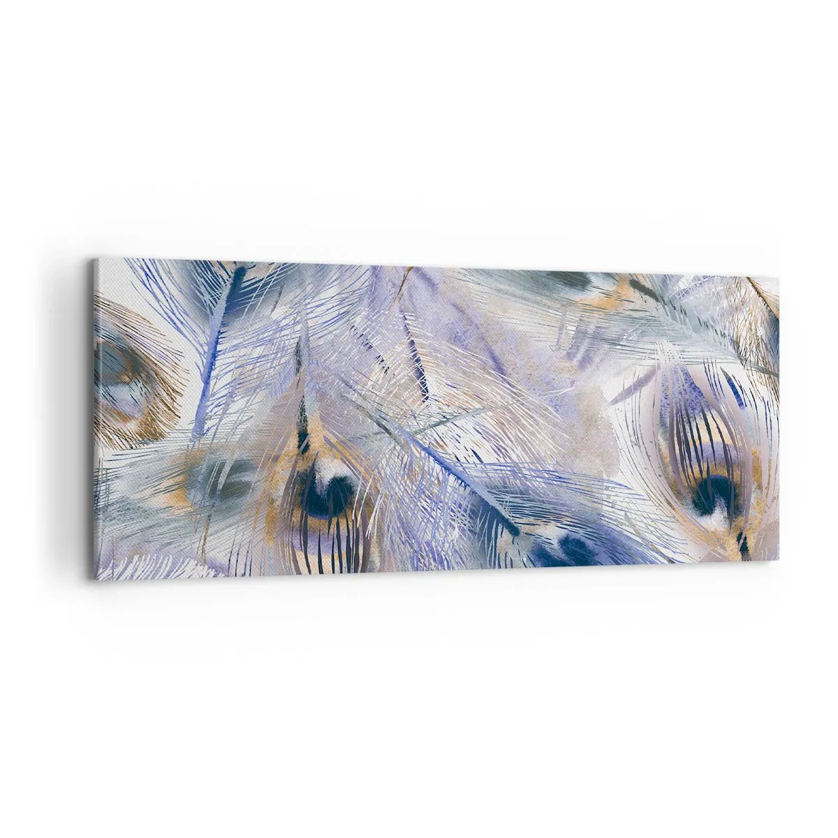 Tablou pe pânză - Compoziția penelor de păun - 100x40 cm