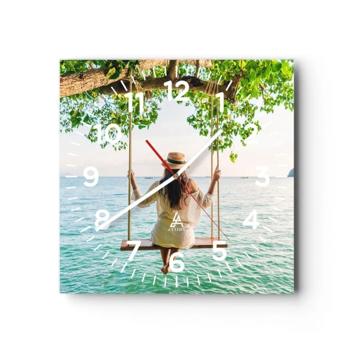 Ceas de perete - Ceas pe sticlă - Viața este frumoasă - 40x40 cm
