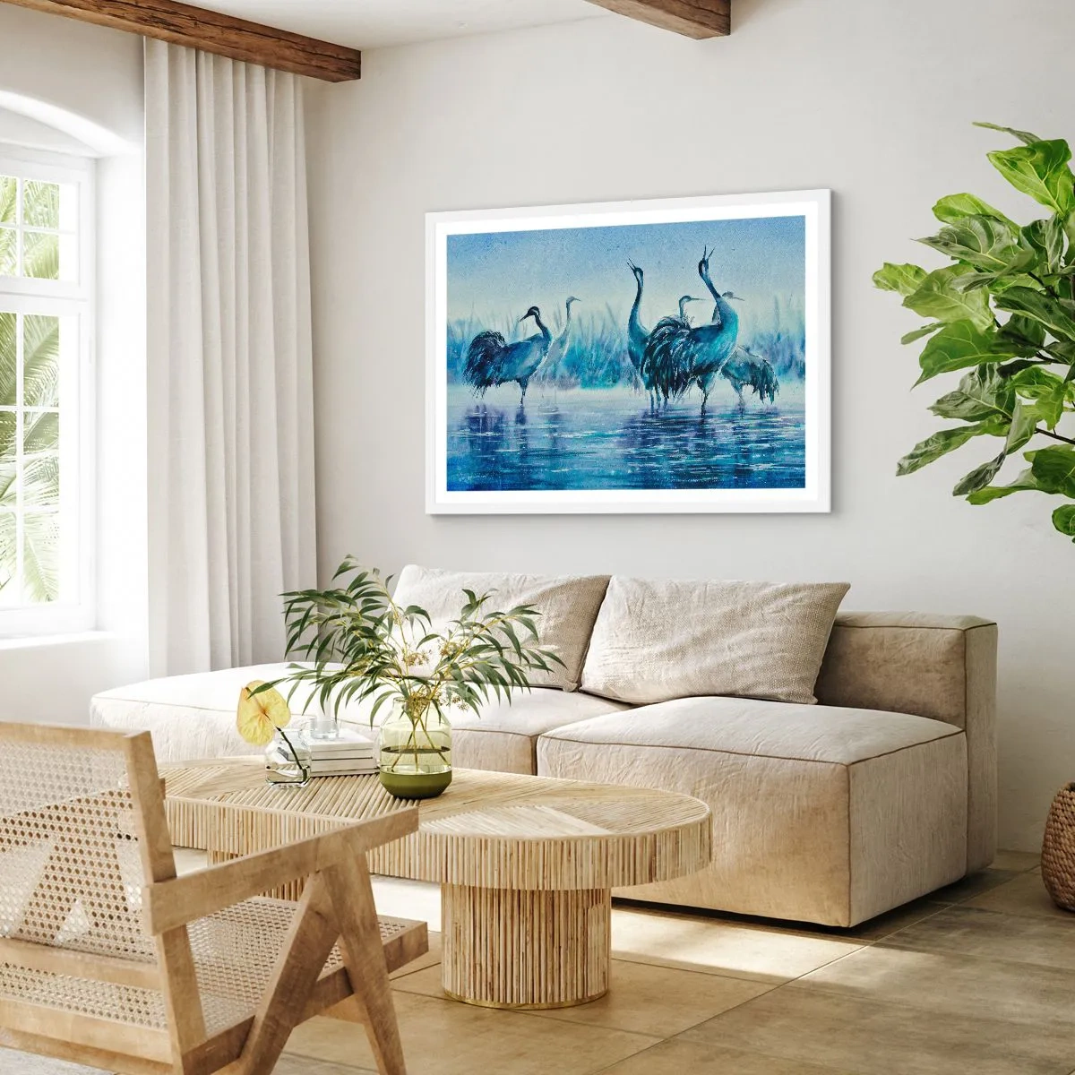 Poster în ramă albă - Întâlnirea de dimineață - 40x30 cm