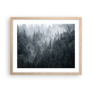 Poster în ramă de stejar deschis - Zori de pădure - 50x40 cm