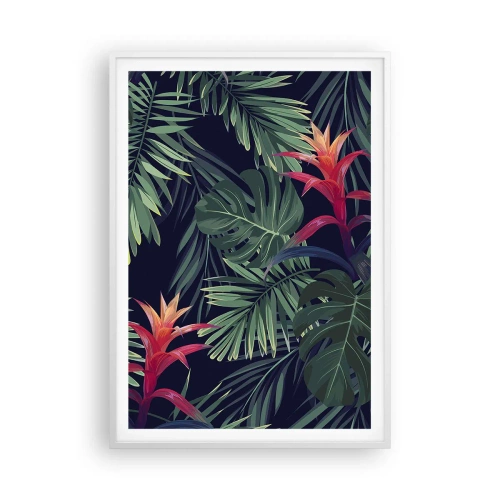 Poster în ramă albă - Flacăra verde - 70x100 cm