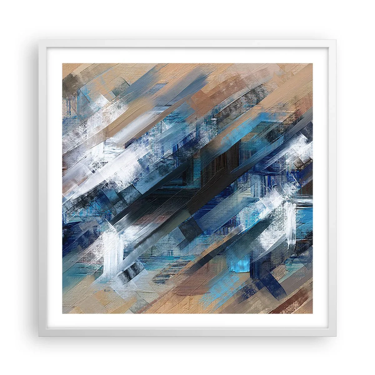 Poster în ramă albă - Pe o pantă albastră - 60x60 cm