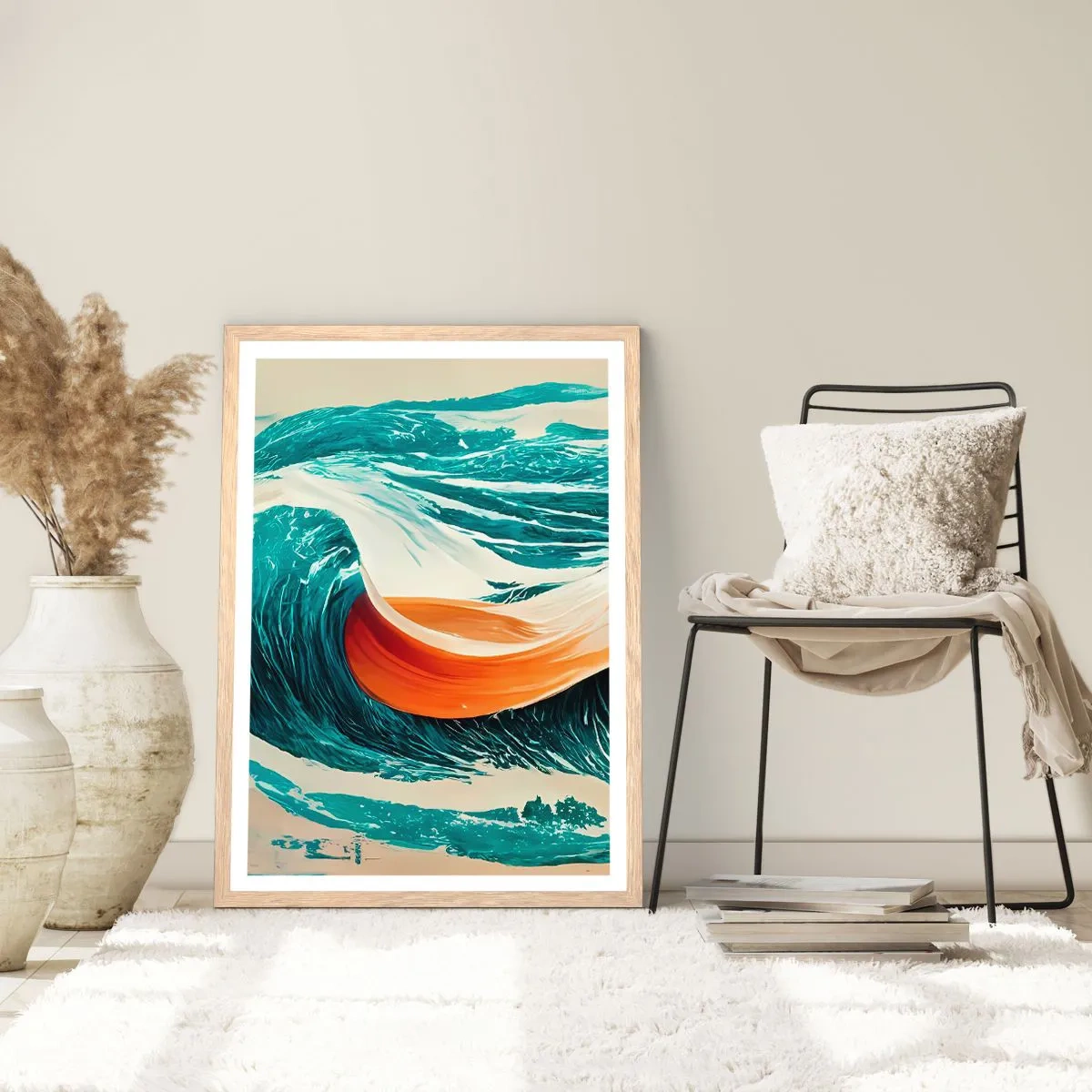 Poster în ramă de stejar deschis - Visul unui surfer - 70x100 cm