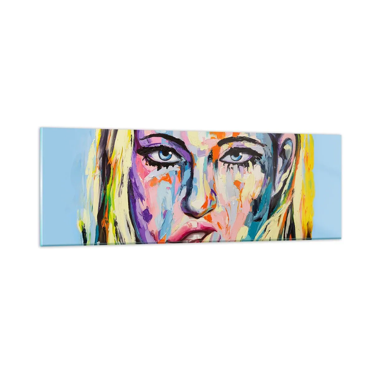 Tablou pe sticlă - Privește-o drept în ochi - 90x30 cm
