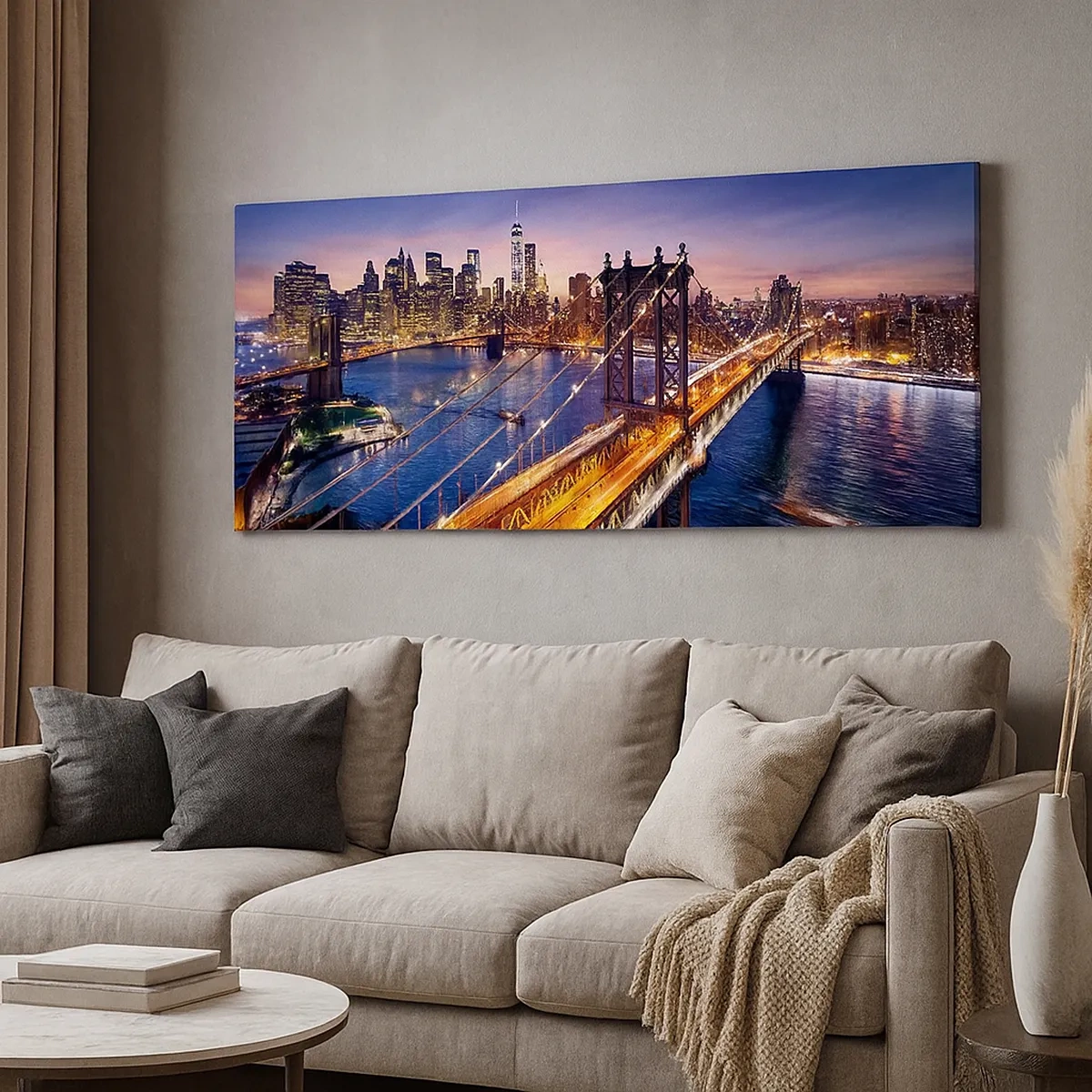 Tablou pe pânză - Pe un pod luminos către inima orașului - 30x30 cm