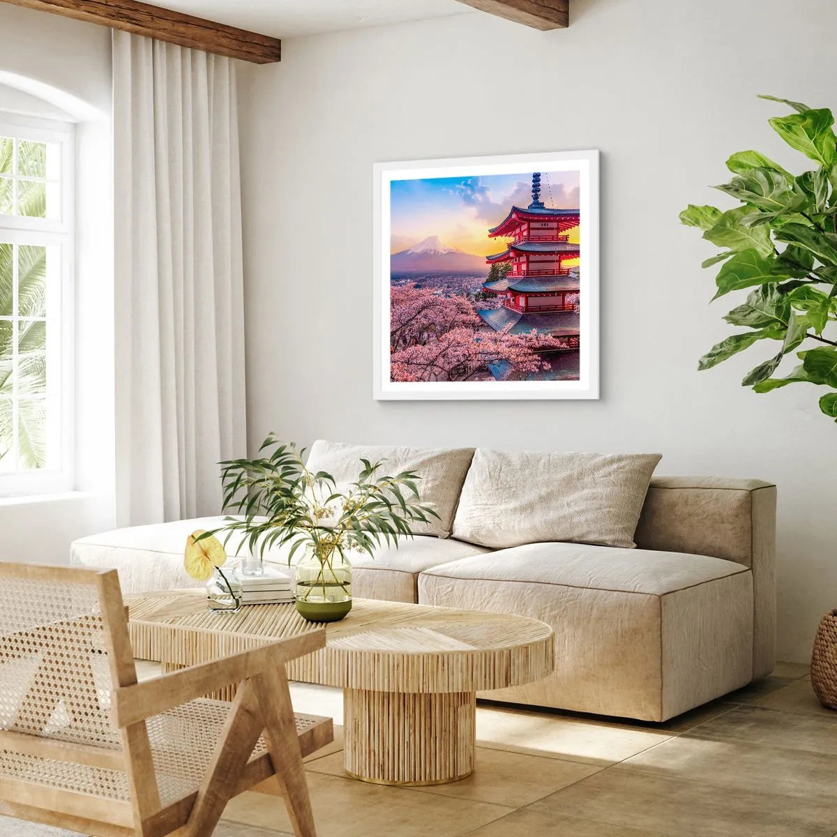 Poster în ramă albă - Esența spiritului japonez - 60x60 cm