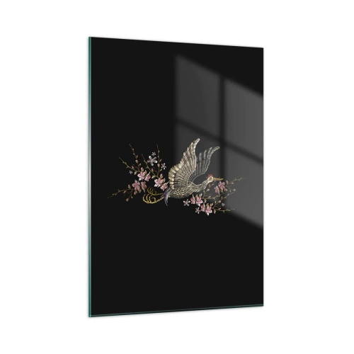 Tablou pe sticlă - Pasăre exotică brodată - 50x70 cm