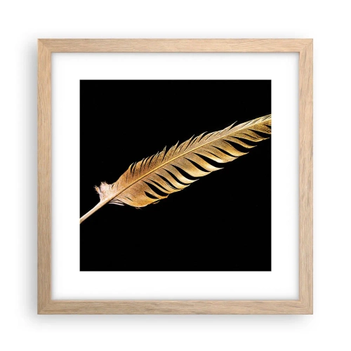 Poster în ramă de stejar deschis - Pană aurie perfectă - 30x30 cm