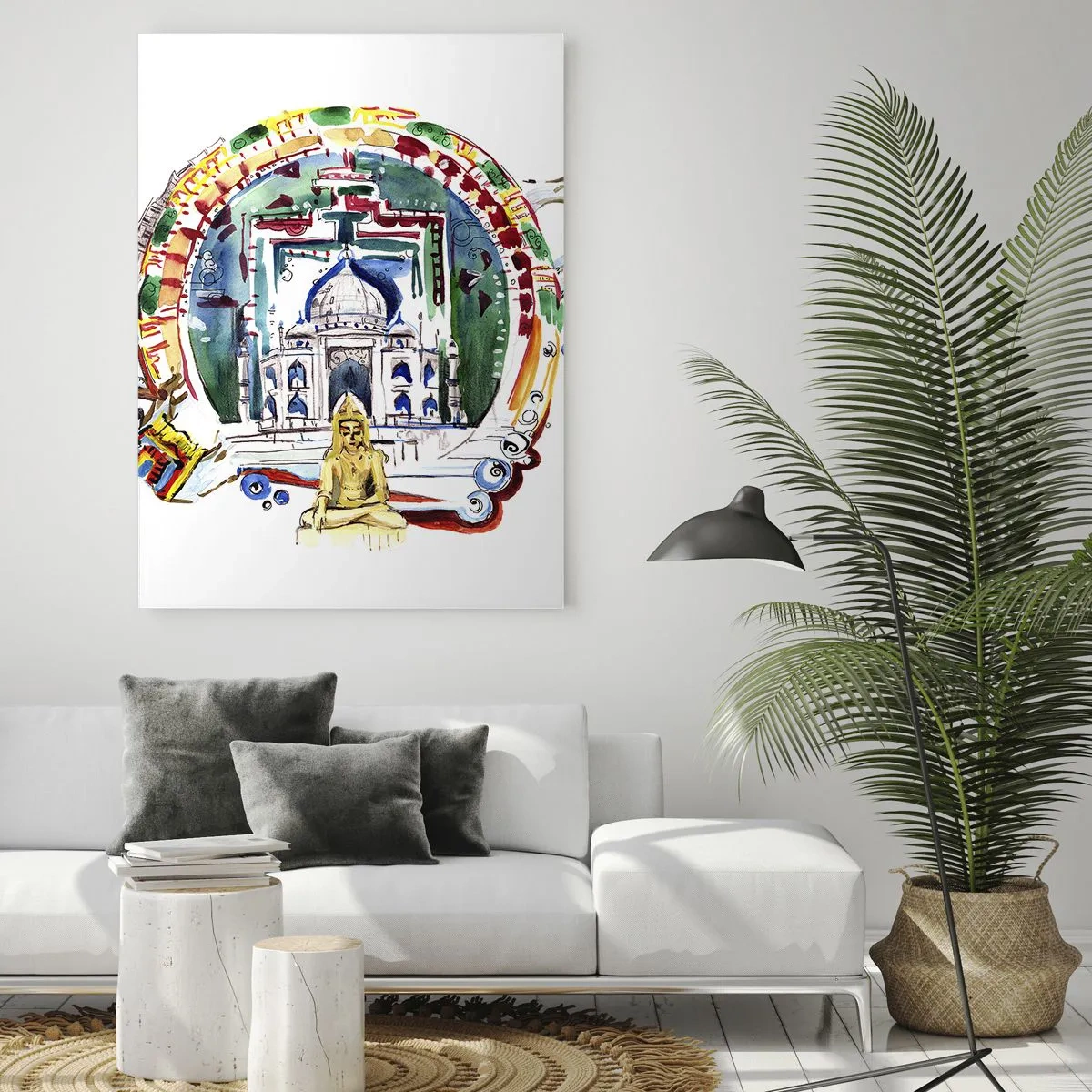 Tablou pe sticlă - Echilibrul hindus al lumii - 70x100 cm