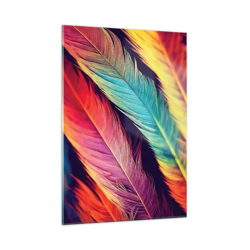 Tablou pe sticlă - Curcubeu cu pene - 50x70 cm