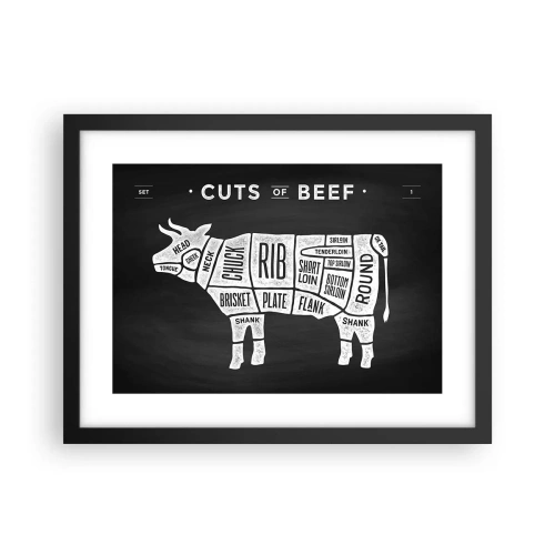 Poster în ramă neagră - Abecedar de măcelar - 40x30 cm