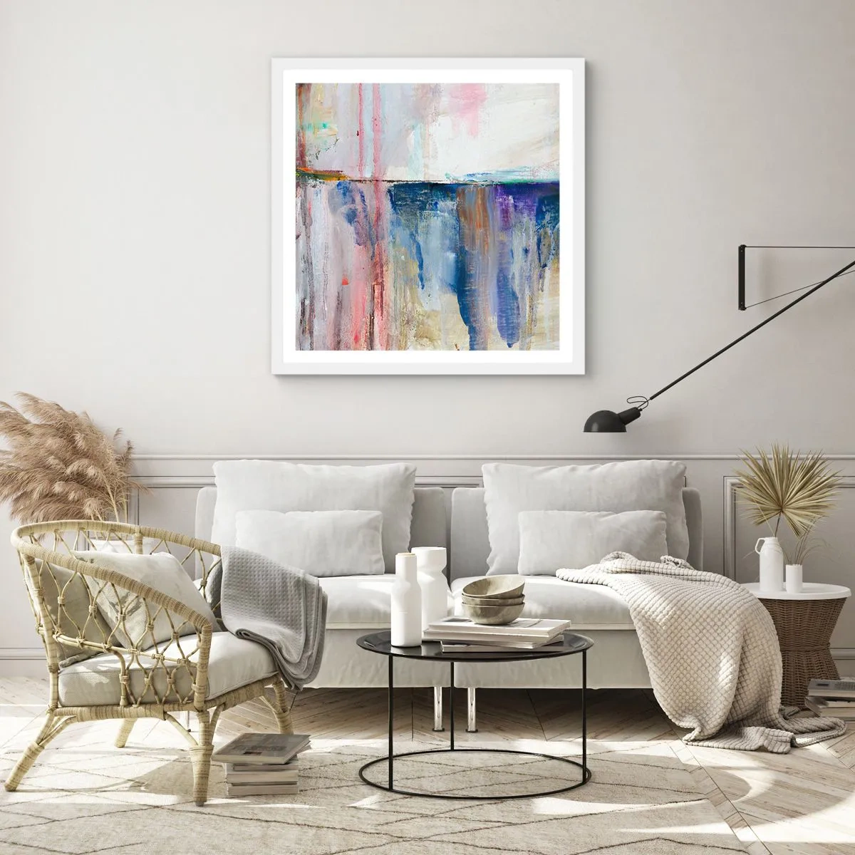 Poster în ramă albă - Impresii și asociații colorate - 30x30 cm