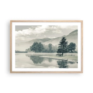 Poster în ramă de stejar deschis - Lacul încă doarme - 70x50 cm