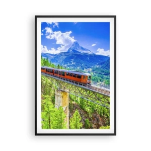 Poster în ramă neagră - Calea ferată din Alpi - 61x91 cm