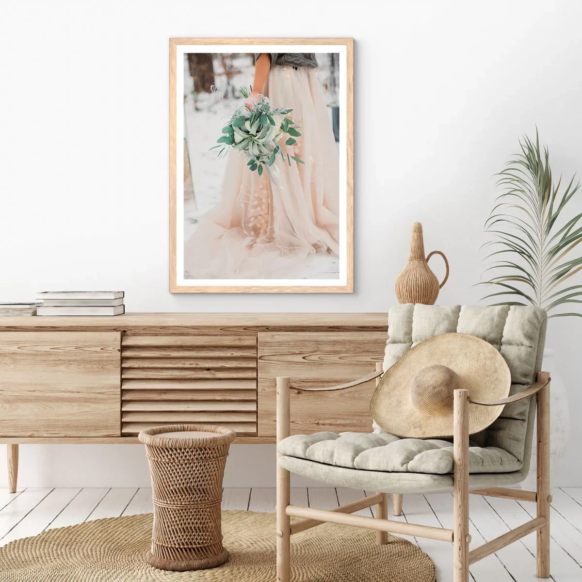 Poster în ramă de stejar deschis - Și au trăit fericiți până la adânci bătrâneți - 40x50 cm