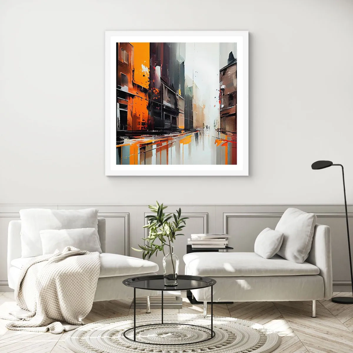 Poster în ramă albă - O zi ploioasă - 40x40 cm