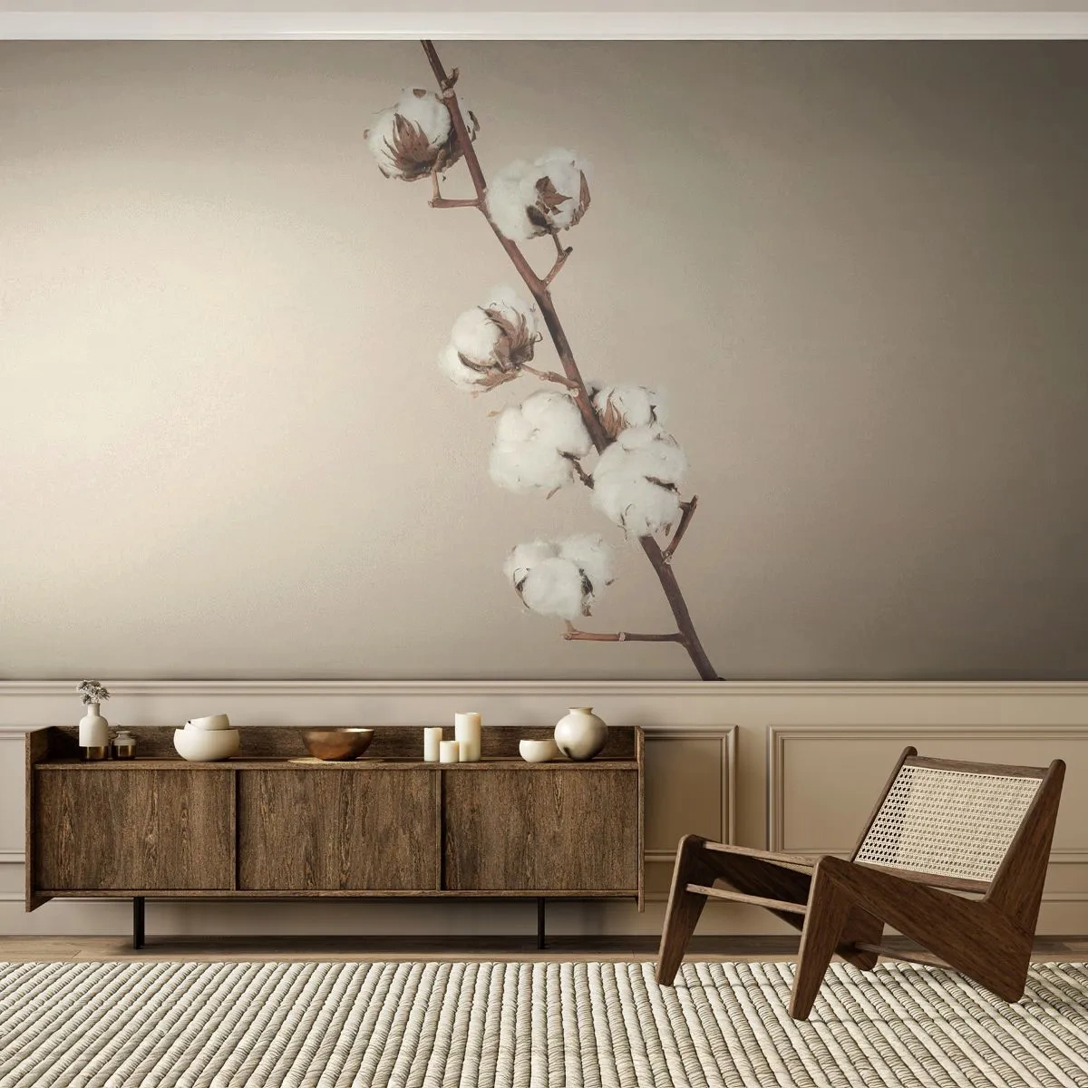 Tapet Premium Sand - La sursa moliciunii - Floare de bumbac, Natură, Bumbac - 100x70 cm