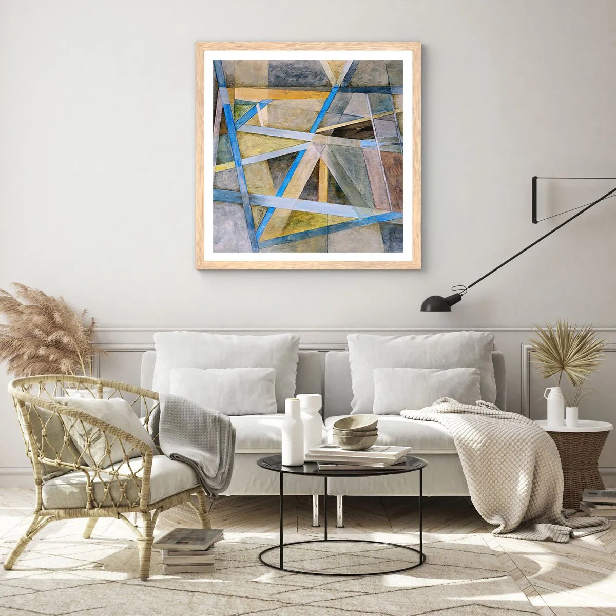 Poster în ramă de stejar deschis - Drept sau de-a curmezișul? - 60x60 cm